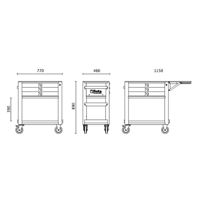 Vendita online Carrello con cassetti e 189 utensili art. BW 5000S R/3M ROSSO
